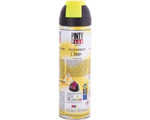 Značkovací sprej Novasol FLUO MARKER 360° žltý 0,5 l Pinty Plus Tech Fluorescenčný fix 360 stupňov