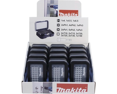 Sada bitov Makita na skrutkovanie v predajnom displeji