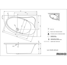 Rohová vaňa Riho Lyra 140x90 cm L BA6600500000000