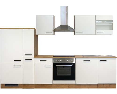 Kuchynská linka so závesnými skrinkami, digestorom a vstavanou rúrou