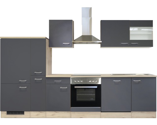 Vstavaná kuchyňa s hornými skrinkami, digestorom a elektrickými spotrebičmi