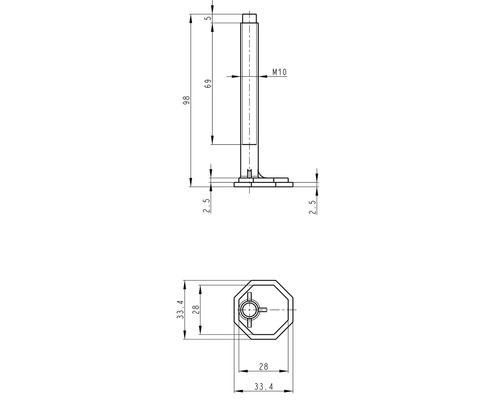 Technický nákres ventilového kolíka s rozmermi