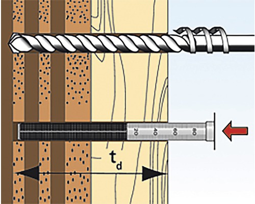 Ilustrácia hĺbky vŕtania do dreva