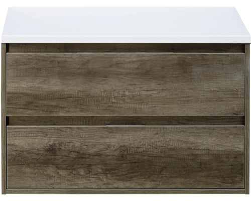 Kúpeľňová skrinka pod umývadlo Sanox Porto farba čela nebraska oak ŠxVxH 90 x 59 x 50 cm umývadlová doska matná biela Kúpeľňová skrinka pod umývadlo Sanox Porto farba čela nebraska oak ŠxVxH 90 x 59 x 50 cm umývadlová doska matná biela