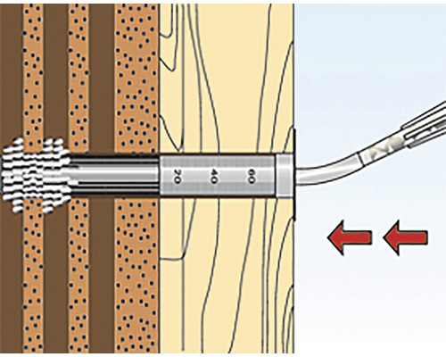 Ilustrácia injektážnej tyče na sušenie muriva pri používaní.