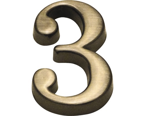 Domové číslo "3" bronz česaný 10 cm