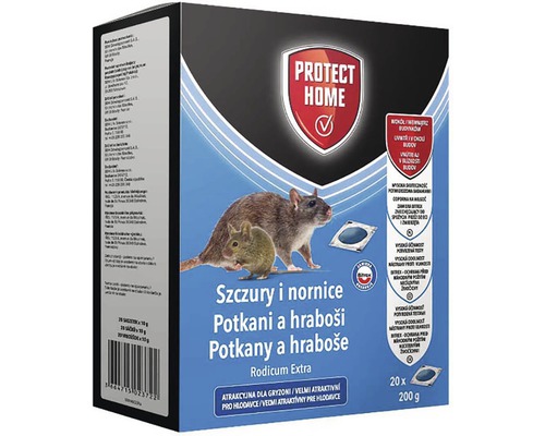 Návnada na potkany a hraboše Rodicum Extra 20x10 g Balenie ochranného prostriedku proti potkanom a myšiam s návnadovými vreckami