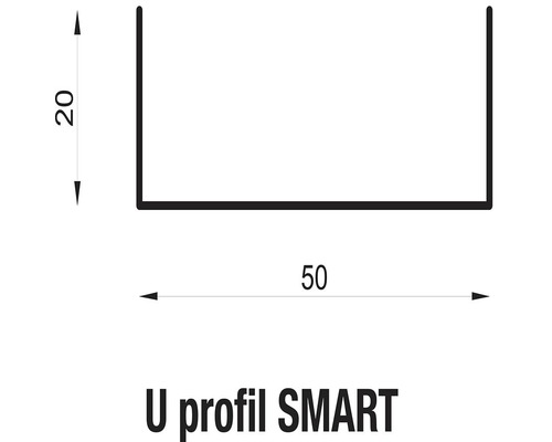 U profil Smart s rozmermi 20 krát 50 milimetrov