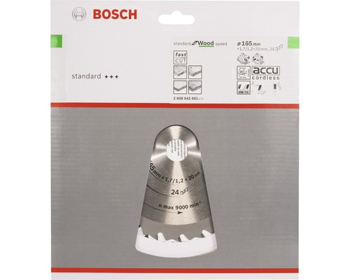Pílový list Bosch Standard for Wood, priemer 165 milimetrov