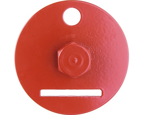 Okrúhla kovová doska so skrutkou, štrbinou a otvorom