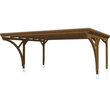 Prístrešok na auto Konsta dvojitý 618x500 cm orech vr. alu plechu a 2 oblúkov