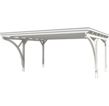 Prístrešok na auto Konsta dvojitý 618x500 cm biely vr. alu plechu a 2 oblúkov