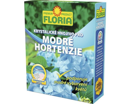 Kryštalické hnojivo pre modré hortenzie Floria 350 g Hnojivo Floria pre modré hortenzie, balenie 350 gramov