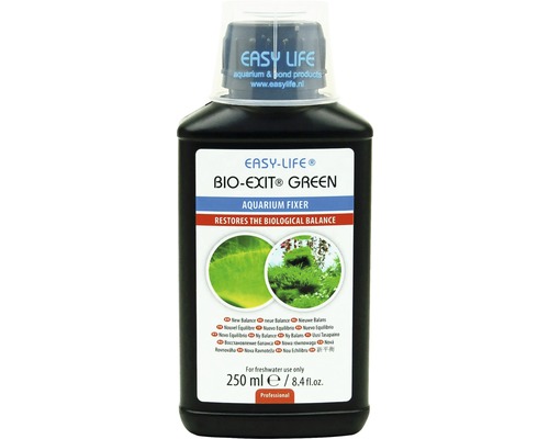 Prípravok na úpravu vody Easy Life Bio Exit Green 250 ml Easy Life Bio-Exit Green Aquarium Fixer, 250 mililitrová fľaša na obnovenie biologickej rovnováhy