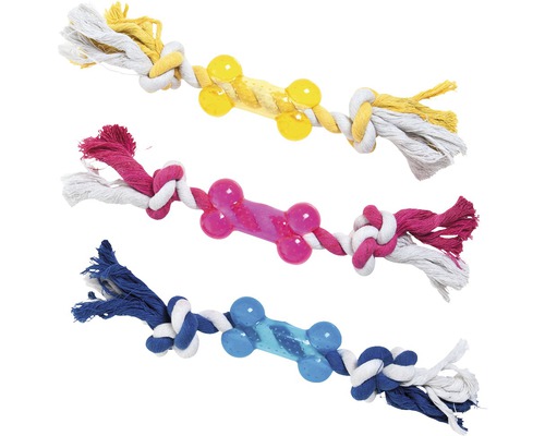 Tri lanové hračky pre psov s plastovými kosťami
