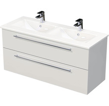 Skrinka pod umývadlo s dvomi umývadlami a dvomi zásuvkami