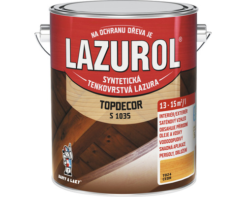 Lazúra na drevo Lazurol Topdecor S1035 T24 céder 2,5 l Lazurol tenkovrstvá lazúra na drevo pre interiér a exteriér
