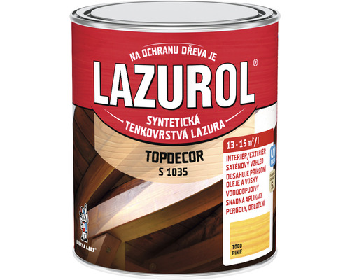 Lazúra na drevo Lazurol Topdecor S1035 T60 pínia 0,75 l Lazurol lazúra na drevo plechovka, vhodná do interiéru aj exteriéru