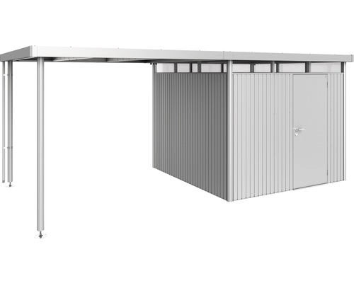 Domček na náradie s kovovým prístreškom pre auto