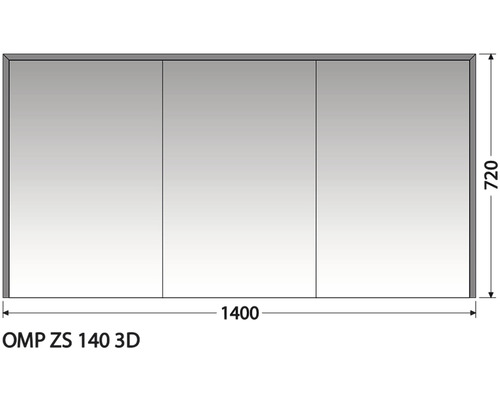Zrkadlová skrinka Intedoor OMP ZS 140 3D-0