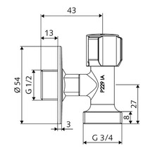 Práčkový ventil Schell 1/2" x 3/4"-thumb-2