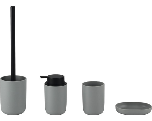 Set kúpeľňových doplnkov Form & Style 4-dielny sivočierny