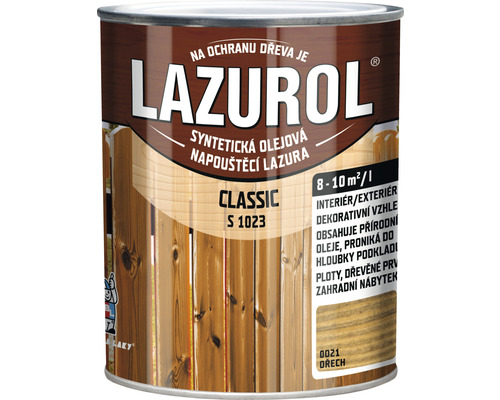 Lazúra na drevo Lazurol Classic S1023 orech 0,75 l Ochranná lazúra na drevo v plechovke