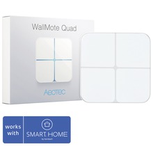 Bezdrôtový nástenný spínač Aeotec WallMote Quad so 4 tlačidlami vhodný pre ovládanie zariadenia a funkcie posuvníka scén AEOEZW130 - kompatibilný so SMART HOME by hornbach-thumb-0