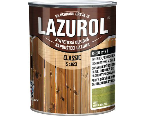Lazúra na drevo Lazurol Classic S1023 zelená jedľová 0,75 l-0