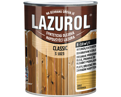 Lazúra na drevo Lazurol Classic S1023 borovica 0,75 l Lazurol olejová lazúra na drevo Classic v plechovom vedre