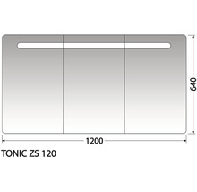 Technický nákres zrkadla Tonic ZS 120 s rozmermi