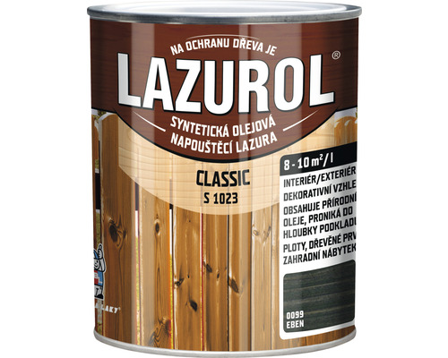 Lazúra na drevo Lazurol Classic S1023 eben 0,75 l