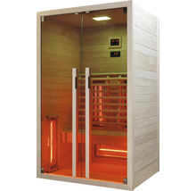 Infra sauna so sklenenou prednou stenou a dreveným obkladom