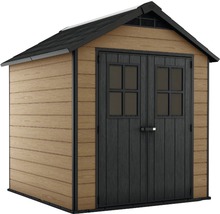 Záhradný domček s dvojkrídlovými dverami a sedlovou strechou