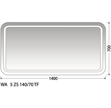 Zrkadlo do kúpeľne Intedoor Wave 140x70 cm WA5 ZS 140/70 TF