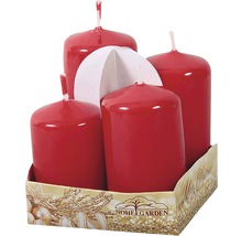 Sada adventných sviečok, štyri červené stĺpové sviečky v kartónovej krabici