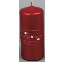 Dekoratívna stĺpová sviečka s ozdobnou stuhou a ozdobnými kameňmi