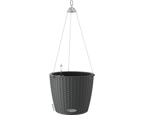 Závesný samozavlažovací kvetináč Lechuza Nido Cottage plastový Ø 27 v. 23 cm sivý Závesný kvetináč so zavlažovacím systémom a ukazovateľom hladiny vody
