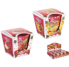 Dekoratívna vonná sklenená dóza s vianočnými motívmi v balení