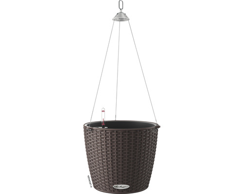 Závesný samozavlažovací kvetináč Lechuza Nido Cottage plastový Ø 27 v. 23 cm hnedý Závesný kvetináč so zavlažovacím systémom a ukazovateľom hladiny vody