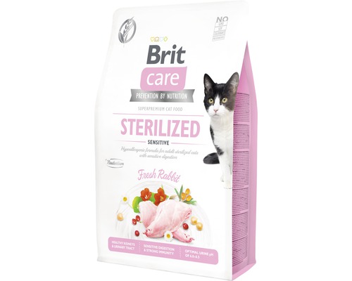 Granule pre mačky Brit Care Cat Grain-Free Sterilized Sensitive 2 kg Brit Care krmivo pre kastrované, citlivé mačky s čerstvým králikom