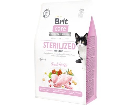 Granule pre mačky Brit Care Cat Grain-Free Sterilized Sensitive 400 g Brit Care krmivo pre kastrované mačky s čerstvým králikom