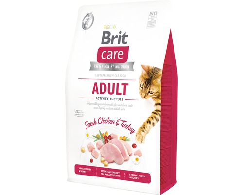 Granule pre mačky Brit Care Cat Grain-Free Adult Activity Support 2 kg Brit Care Adult krmivo pre mačky s kuracím a morčacím mäsom