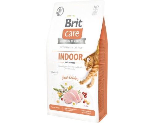 Granule pre mačky Brit Care Cat Grain-Free Indoor Anti-Stress 7 kg Brit Care Indoor krmivo pre mačky s kuracím mäsom pre mačky žijúce v byte