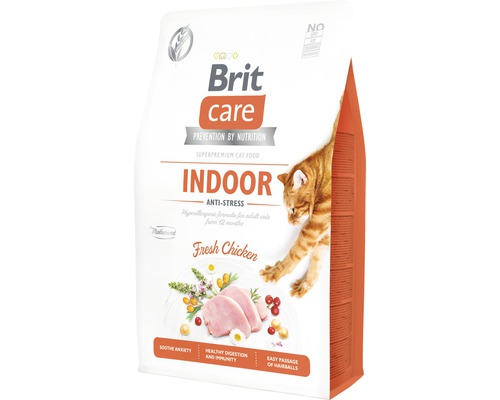 Granule pre mačky Brit Care Cat Grain-Free Indoor Anti-Stress 2 kg Brit Care Indoor Anti-Stress krmivo pre mačky s čerstvým kuracím mäsom