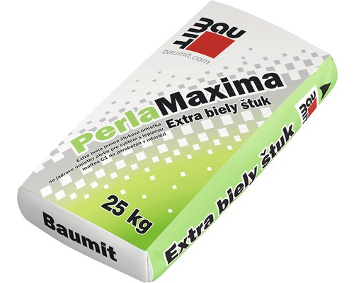 Extra biely štuk Baumit 25 kg Vrece extra bielej omietky Perla Maxima od firmy Baumit, 25 kilogramov