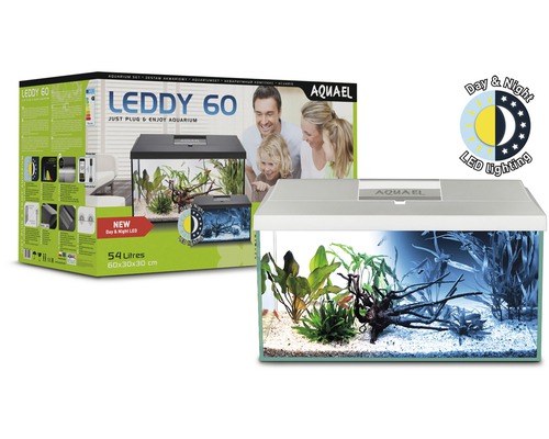 Aquael Leddy 60 akvarijný set s denným a nočným LED osvetlením, 54 litrov