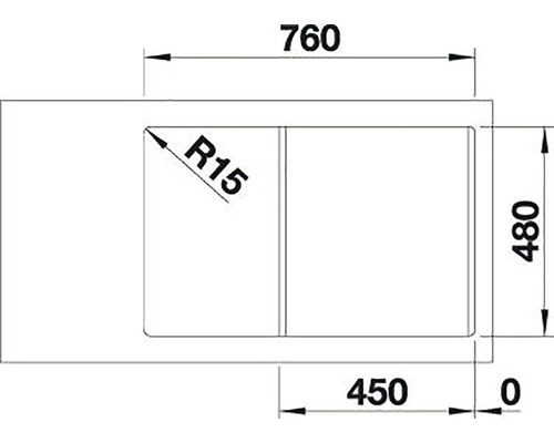 Technický nákres produktu s rozmermi: 760, 480 a 450.