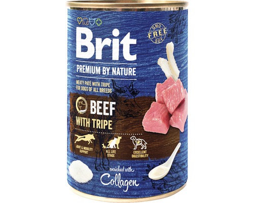 Konzerva pre psov Brit Premium by Nature Beef with Tripes s hovädzím a držkami 400 g