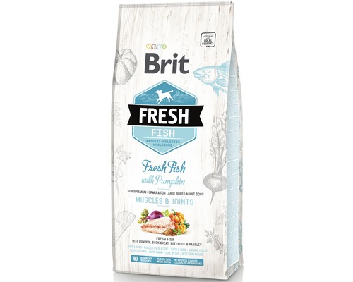 Granule pre psov Brit Fresh Fish Adult Large 12 kg Brit Fresh Fish krmivo pre psy, prírodná receptúra s tekvicou pre veľké plemená